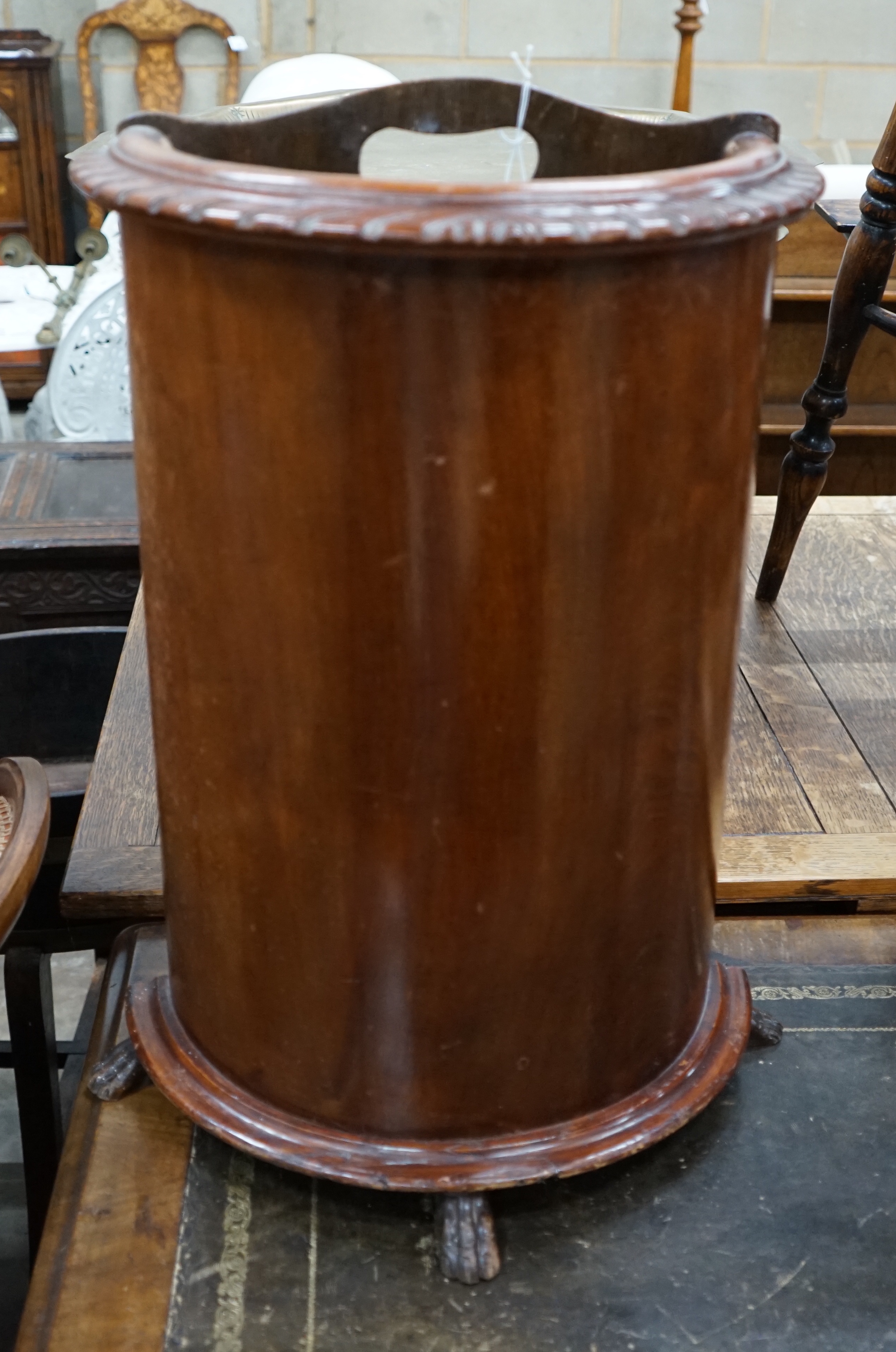 A 20th century mahogany demi-lune stick stand, height 58cm